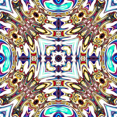 Benzersiz mandala, Oriental yuvarlak desen, mistik motifi, egzotik arka plan. Fantastik fraktal tasarım, geometrik doku parlayan renkli dijital sanat.