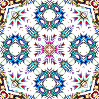 Benzersiz mandala, Oriental yuvarlak desen, mistik motifi, egzotik arka plan. Fantastik fraktal tasarım, geometrik doku parlayan renkli dijital sanat.