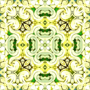 Benzersiz mandala, Oriental yuvarlak desen, mistik motifi, egzotik arka plan. Fantastik fraktal tasarım, geometrik doku parlayan renkli dijital sanat.