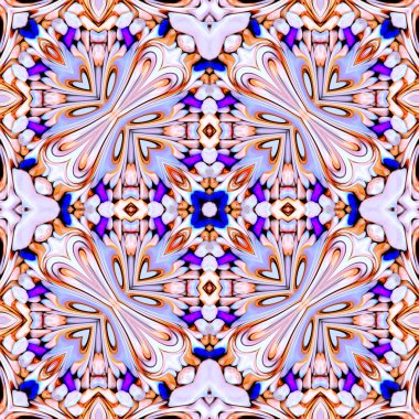 Benzersiz mandala, Oriental yuvarlak desen, mistik motifi, egzotik arka plan. Fantastik fraktal tasarım, geometrik doku parlayan renkli dijital sanat.