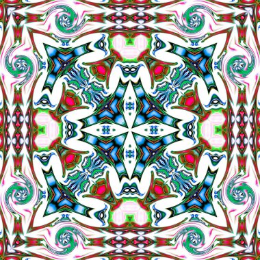 Benzersiz mandala, Oriental yuvarlak desen, mistik motifi, egzotik arka plan. Fantastik fraktal tasarım, geometrik doku parlayan renkli dijital sanat.