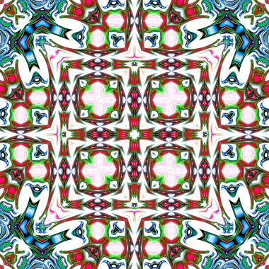 Benzersiz mandala, Oriental yuvarlak desen, mistik motifi, egzotik arka plan. Fantastik fraktal tasarım, geometrik doku parlayan renkli dijital sanat.