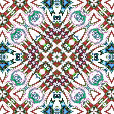 Benzersiz mandala, Oriental yuvarlak desen, mistik motifi, egzotik arka plan. Fantastik fraktal tasarım, geometrik doku parlayan renkli dijital sanat.