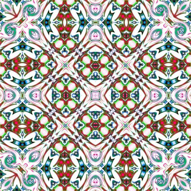 Benzersiz mandala, Oriental yuvarlak desen, mistik motifi, egzotik arka plan. Fantastik fraktal tasarım, geometrik doku parlayan renkli dijital sanat.