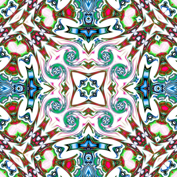 Benzersiz mandala, Oriental yuvarlak desen, mistik motifi, egzotik arka plan. Fantastik fraktal tasarım, geometrik doku parlayan renkli dijital sanat.