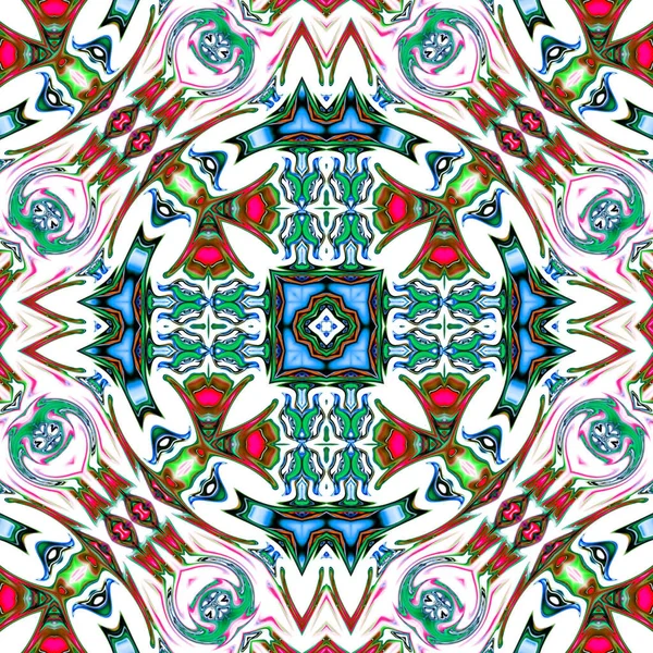 Benzersiz mandala, Oriental yuvarlak desen, mistik motifi, egzotik arka plan. Fantastik fraktal tasarım, geometrik doku parlayan renkli dijital sanat.