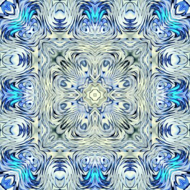 Benzersiz mandala, Oriental yuvarlak desen, mistik motifi, egzotik arka plan. Fantastik fraktal tasarım, geometrik doku parlayan renkli dijital sanat.