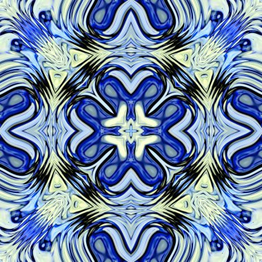 Benzersiz mandala, Oriental yuvarlak desen, mistik motifi, egzotik arka plan. Fantastik fraktal tasarım, geometrik doku parlayan renkli dijital sanat.