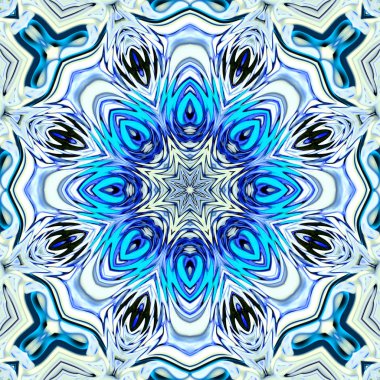 Benzersiz mandala, Oriental yuvarlak desen, mistik motifi, egzotik arka plan. Fantastik fraktal tasarım, geometrik doku parlayan renkli dijital sanat.