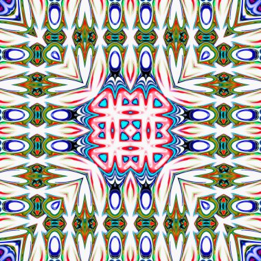 Benzersiz mandala, Oriental yuvarlak desen, mistik motifi, egzotik arka plan. Fantastik fraktal tasarım, geometrik doku parlayan renkli dijital sanat.