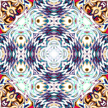 Benzersiz mandala, Oriental yuvarlak desen, mistik motifi, egzotik arka plan. Fantastik fraktal tasarım, geometrik doku parlayan renkli dijital sanat.