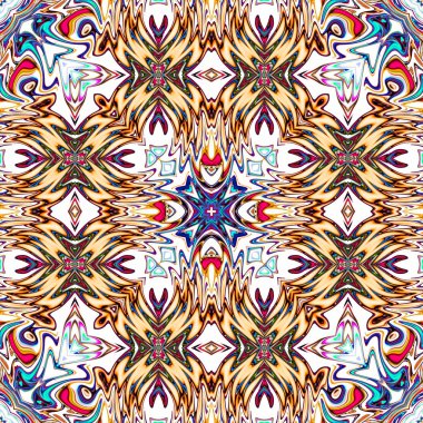 Benzersiz mandala, Oriental yuvarlak desen, mistik motifi, egzotik arka plan. Fantastik fraktal tasarım, geometrik doku parlayan renkli dijital sanat.