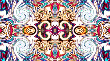 Benzersiz mandala, Oriental yuvarlak desen, mistik motifi, egzotik arka plan. Fantastik fraktal tasarım, geometrik doku parlayan renkli dijital sanat.