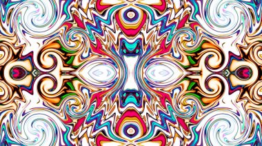 Benzersiz mandala, Oriental yuvarlak desen, mistik motifi, egzotik arka plan. Fantastik fraktal tasarım, geometrik doku parlayan renkli dijital sanat.