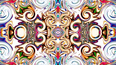 Benzersiz mandala, Oriental yuvarlak desen, mistik motifi, egzotik arka plan. Fantastik fraktal tasarım, geometrik doku parlayan renkli dijital sanat.