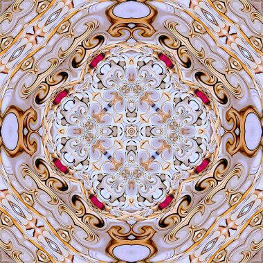 Benzersiz mandala, Oriental yuvarlak desen, mistik motifi, egzotik arka plan. Fantastik fraktal tasarım, geometrik doku parlayan renkli dijital sanat.