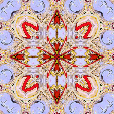 Benzersiz mandala, Oriental yuvarlak desen, mistik motifi, egzotik arka plan. Fantastik fraktal tasarım, geometrik doku parlayan renkli dijital sanat.