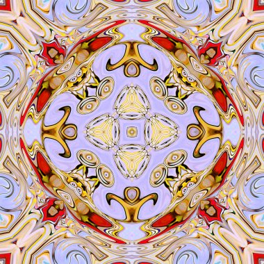 Benzersiz mandala, Oriental yuvarlak desen, mistik motifi, egzotik arka plan. Fantastik fraktal tasarım, geometrik doku parlayan renkli dijital sanat.