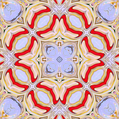 Benzersiz mandala, Oriental yuvarlak desen, mistik motifi, egzotik arka plan. Fantastik fraktal tasarım, geometrik doku parlayan renkli dijital sanat.