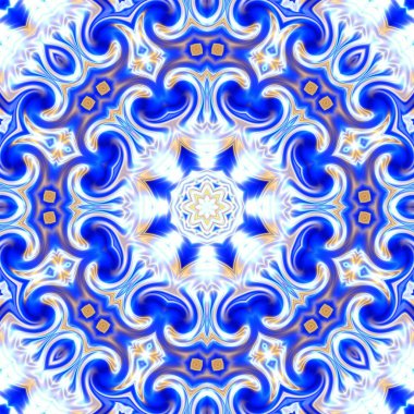 Benzersiz mandala, Oriental yuvarlak desen, mistik motifi, egzotik arka plan. Fantastik fraktal tasarım, geometrik doku parlayan renkli dijital sanat.