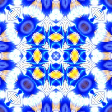 Benzersiz mandala, Oriental yuvarlak desen, mistik motifi, egzotik arka plan. Fantastik fraktal tasarım, geometrik doku parlayan renkli dijital sanat.