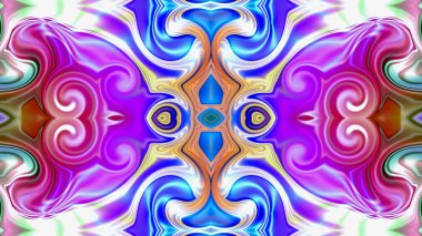 Benzersiz mandala, Oriental yuvarlak desen, mistik motifi, egzotik arka plan. Fantastik fraktal tasarım, geometrik doku parlayan renkli dijital sanat.