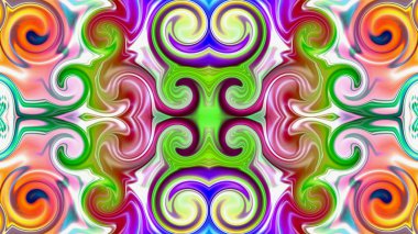 Benzersiz mandala, Oriental yuvarlak desen, mistik motifi, egzotik arka plan. Fantastik fraktal tasarım, geometrik doku parlayan renkli dijital sanat.