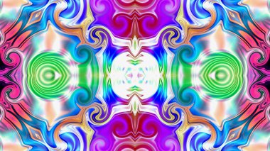 Benzersiz mandala, Oriental yuvarlak desen, mistik motifi, egzotik arka plan. Fantastik fraktal tasarım, geometrik doku parlayan renkli dijital sanat.