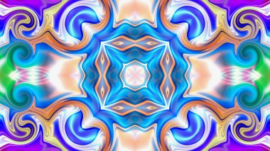 Benzersiz mandala, Oriental yuvarlak desen, mistik motifi, egzotik arka plan. Fantastik fraktal tasarım, geometrik doku parlayan renkli dijital sanat.