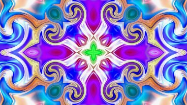 Benzersiz mandala, Oriental yuvarlak desen, mistik motifi, egzotik arka plan. Fantastik fraktal tasarım, geometrik doku parlayan renkli dijital sanat.