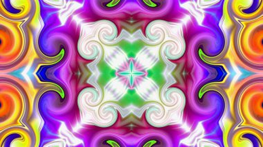 Benzersiz mandala, Oriental yuvarlak desen, mistik motifi, egzotik arka plan. Fantastik fraktal tasarım, geometrik doku parlayan renkli dijital sanat.