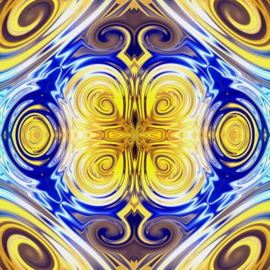 Benzersiz mandala, Oriental yuvarlak desen, mistik motifi, egzotik arka plan. Fantastik fraktal tasarım, geometrik doku parlayan renkli dijital sanat.