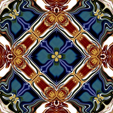 Benzersiz mandala, Oriental yuvarlak desen, mistik motifi, egzotik arka plan. Fantastik fraktal tasarım, geometrik doku parlayan renkli dijital sanat.