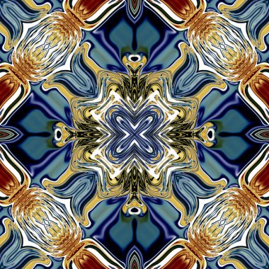 Benzersiz mandala, Oriental yuvarlak desen, mistik motifi, egzotik arka plan. Fantastik fraktal tasarım, geometrik doku parlayan renkli dijital sanat.