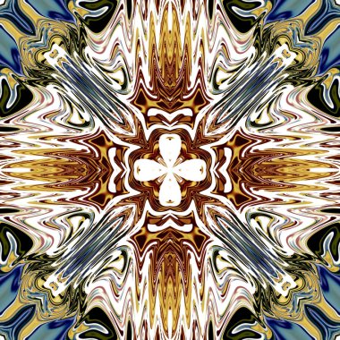 Benzersiz mandala, Oriental yuvarlak desen, mistik motifi, egzotik arka plan. Fantastik fraktal tasarım, geometrik doku parlayan renkli dijital sanat.