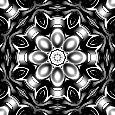 Benzersiz mandala, Oriental yuvarlak desen, mistik motifi, egzotik arka plan. Fantastik fraktal tasarım, geometrik doku parlayan renkli dijital sanat.