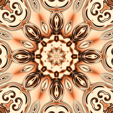 Benzersiz mandala, Oriental yuvarlak desen, mistik motifi, egzotik arka plan. Fantastik fraktal tasarım, geometrik doku parlayan renkli dijital sanat.