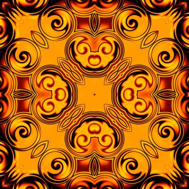 Benzersiz mandala, Oriental yuvarlak desen, mistik motifi, egzotik arka plan. Fantastik fraktal tasarım, geometrik doku parlayan renkli dijital sanat.