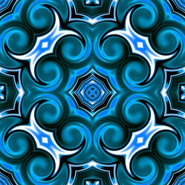 Benzersiz mandala, Oriental yuvarlak desen, mistik motifi, egzotik arka plan. Fantastik fraktal tasarım, geometrik doku parlayan renkli dijital sanat.