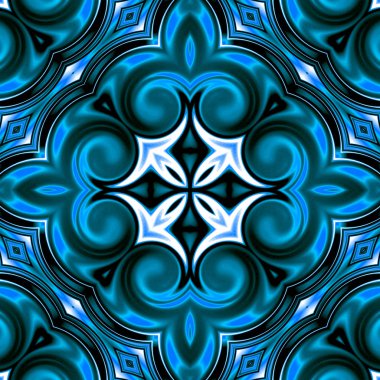 Benzersiz mandala, Oriental yuvarlak desen, mistik motifi, egzotik arka plan. Fantastik fraktal tasarım, geometrik doku parlayan renkli dijital sanat.