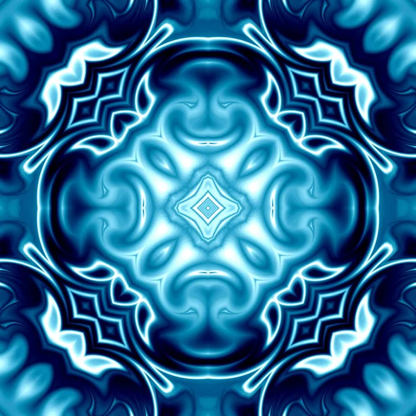 Benzersiz mandala, Oriental yuvarlak desen, mistik motifi, egzotik arka plan. Fantastik fraktal tasarım, geometrik doku parlayan renkli dijital sanat.