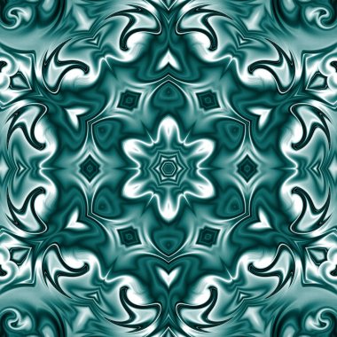 Benzersiz mandala, Oriental yuvarlak desen, mistik motifi, egzotik arka plan. Fantastik fraktal tasarım, geometrik doku parlayan renkli dijital sanat.