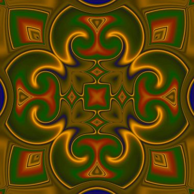 Benzersiz mandala, Oriental yuvarlak desen, mistik motifi, egzotik arka plan. Fantastik fraktal tasarım, geometrik doku parlayan renkli dijital sanat.