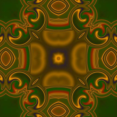 Benzersiz mandala, Oriental yuvarlak desen, mistik motifi, egzotik arka plan. Fantastik fraktal tasarım, geometrik doku parlayan renkli dijital sanat.