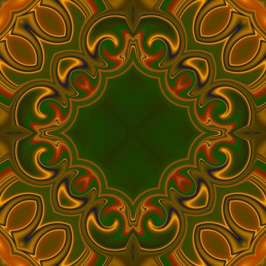 Benzersiz mandala, Oriental yuvarlak desen, mistik motifi, egzotik arka plan. Fantastik fraktal tasarım, geometrik doku parlayan renkli dijital sanat.