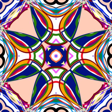 Benzersiz mandala, Oriental yuvarlak desen, mistik motifi, egzotik arka plan. Fantastik fraktal tasarım, geometrik doku parlayan renkli dijital sanat.