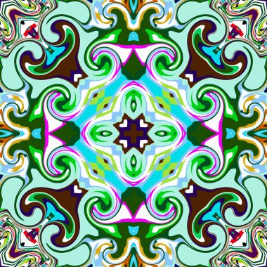 Benzersiz mandala, Oriental yuvarlak desen, mistik motifi, egzotik arka plan. Fantastik fraktal tasarım, geometrik doku parlayan renkli dijital sanat.