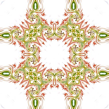 Benzersiz mandala, Oriental yuvarlak desen, mistik motifi, egzotik arka plan. Fantastik fraktal tasarım, geometrik doku parlayan renkli dijital sanat.