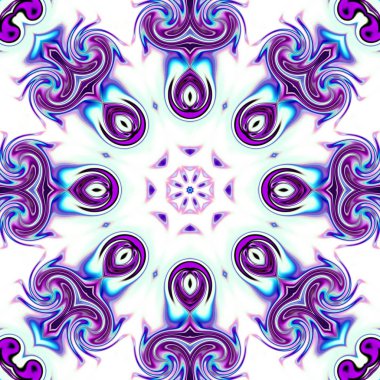 Benzersiz mandala, Oriental yuvarlak desen, mistik motifi, egzotik arka plan. Fantastik fraktal tasarım, geometrik doku parlayan renkli dijital sanat.