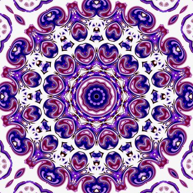 Benzersiz mandala, Oriental yuvarlak desen, mistik motifi, egzotik arka plan. Fantastik fraktal tasarım, geometrik doku parlayan renkli dijital sanat.